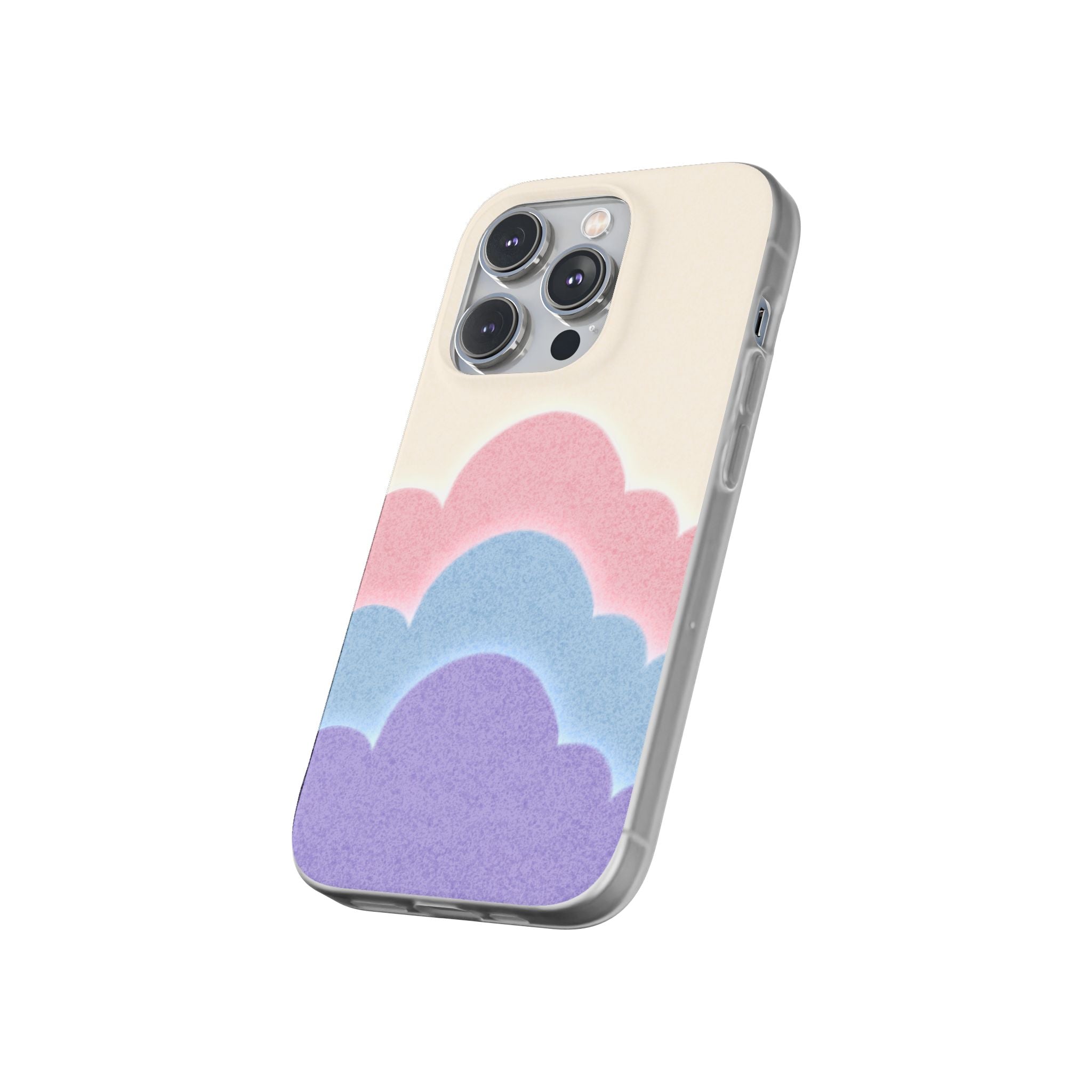 Cloud Aura Pastel iPhone Case — Lavender Crescent Stars Slim Protective Case