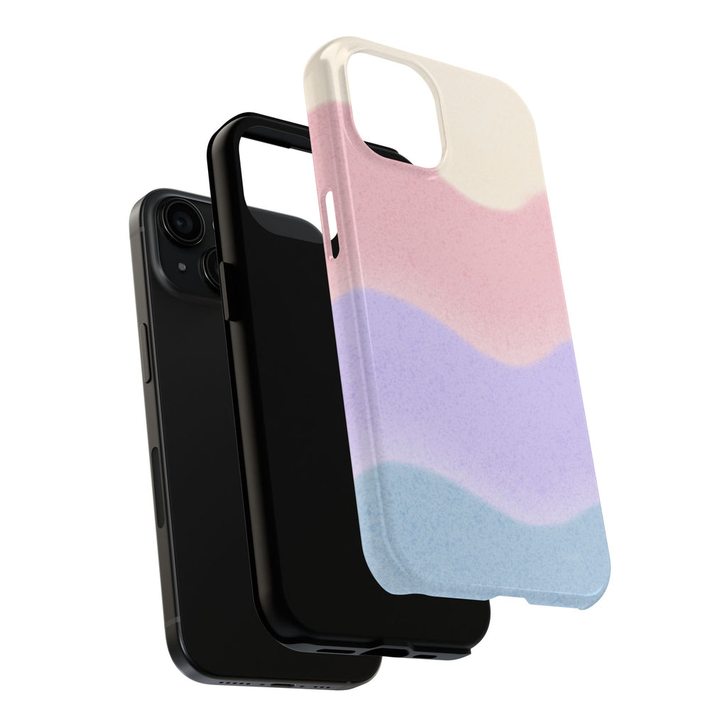 Soft Pastel Waves Tough iPhone Case — Dreamy Minimalist Cream, Blush & Lavender