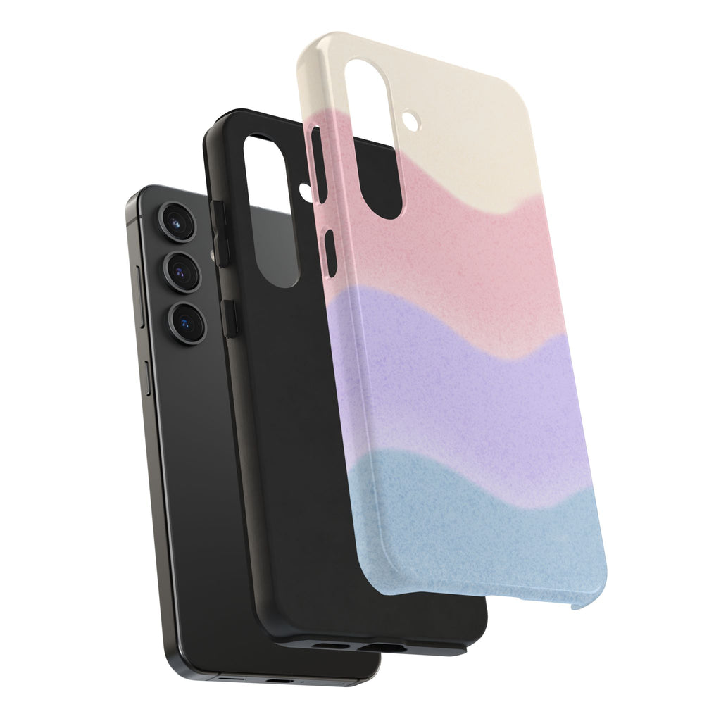 Soft Pastel Waves Tough Samsung Case — Dreamy Minimalist Cream, Blush & Lavender