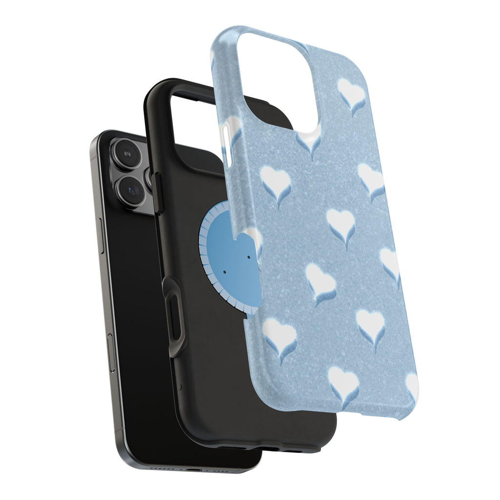 Blush Heart Glow – Soft Sky Blue MagSafe iPhone Case