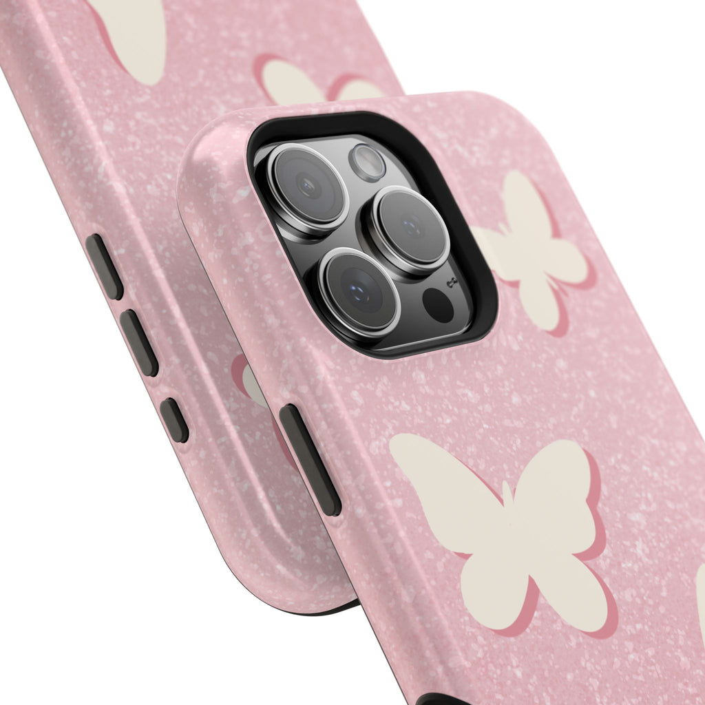 Butterfly Whisper – Blush Pink MagSafe iPhone Case