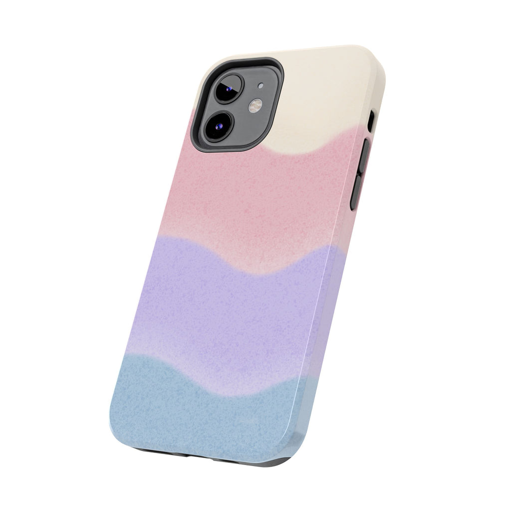 Soft Pastel Waves Tough iPhone Case — Dreamy Minimalist Cream, Blush & Lavender