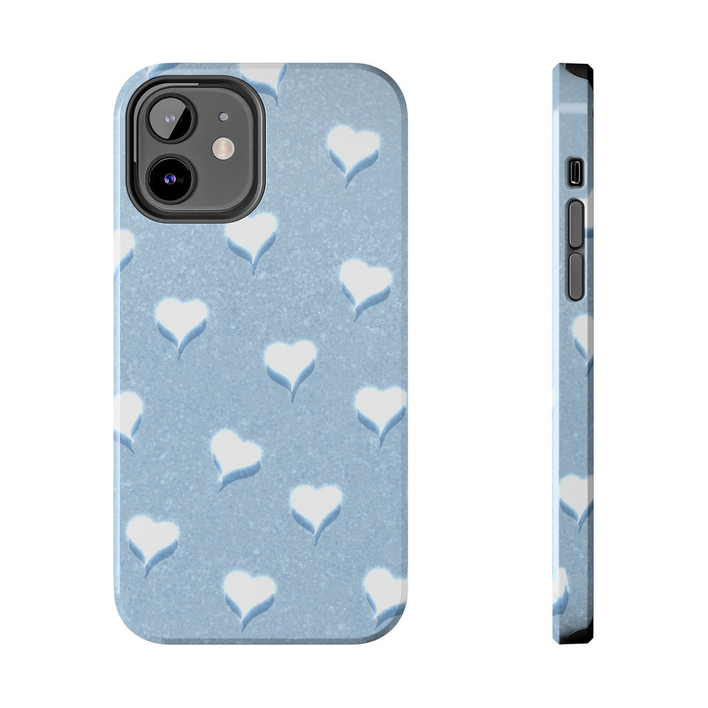 Blush Heart Glow – Soft Sky Blue Tough iPhone Case