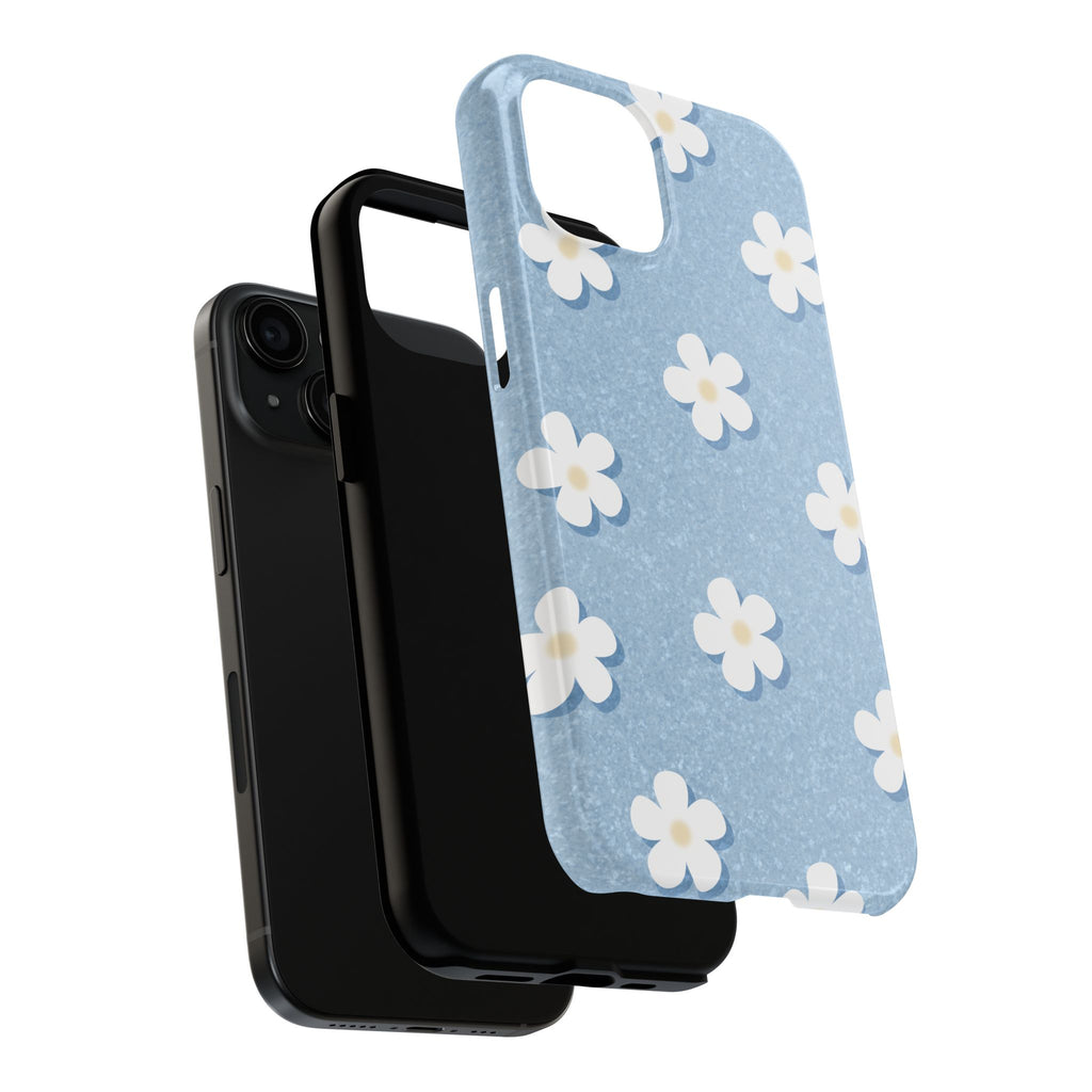 Daisy Daydream – Light Scatter Sky Blue Tough iPhone Case
