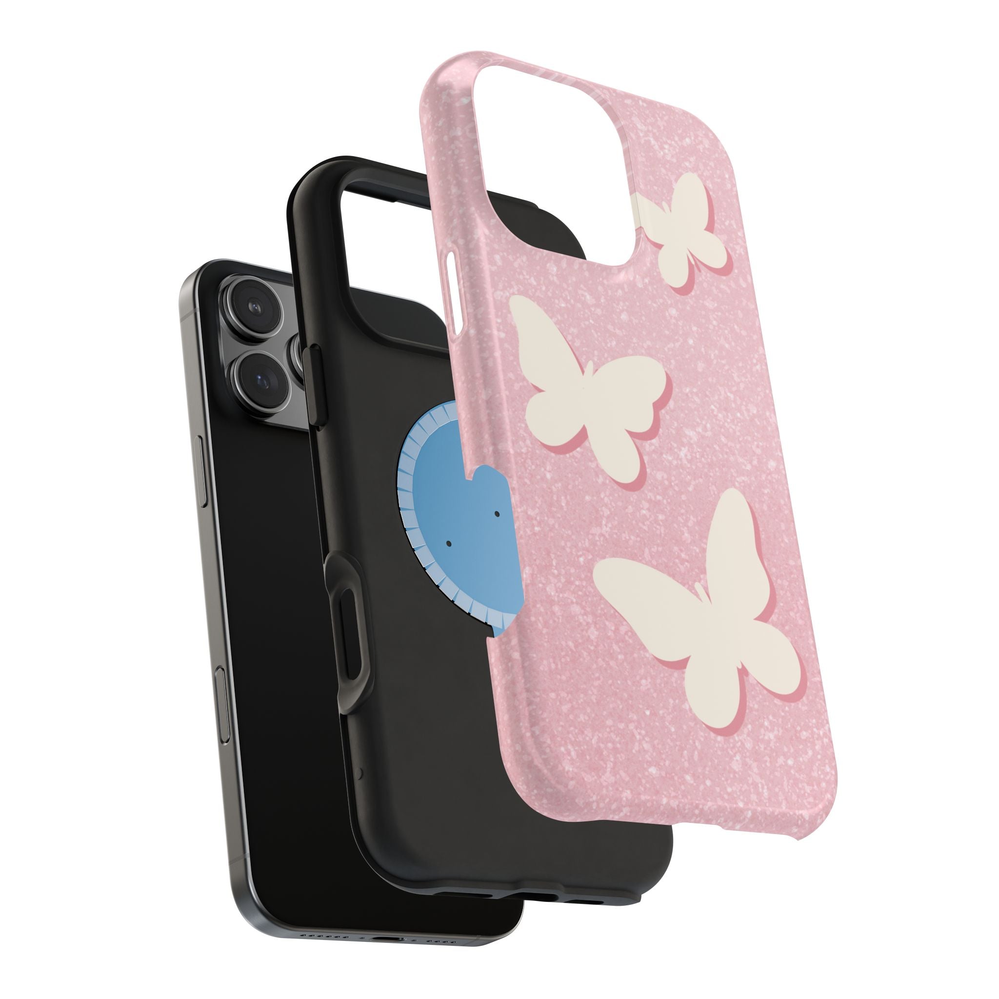 Butterfly Whisper – Blush Pink MagSafe iPhone Case