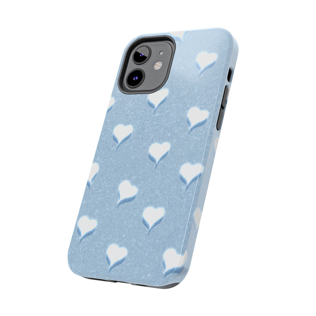 Blush Heart Glow – Soft Sky Blue Tough iPhone Case