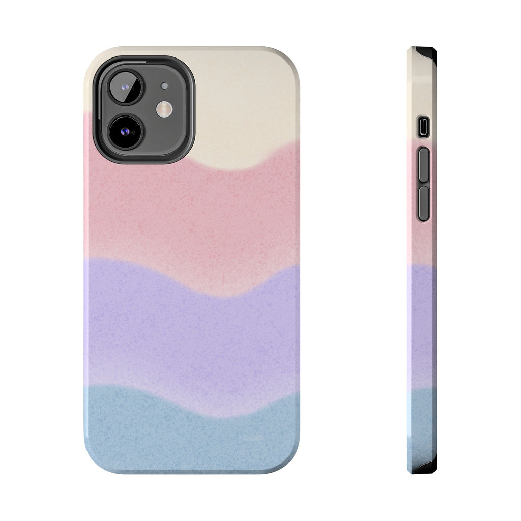 Soft Pastel Waves Tough iPhone Case — Dreamy Minimalist Cream, Blush & Lavender