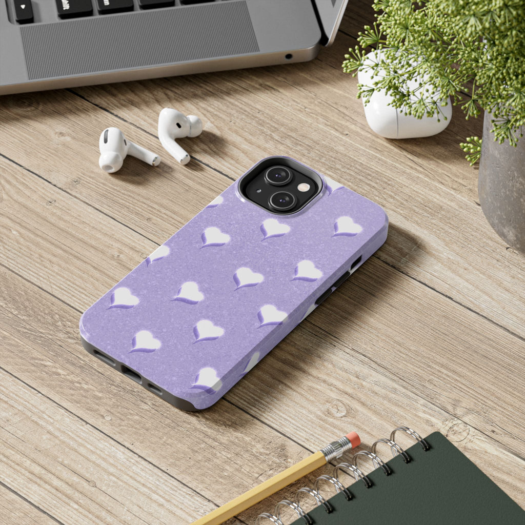 Blush Heart Glow – Soft Lilac Tough iPhone Case