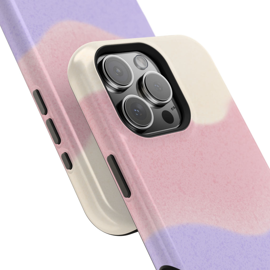 Soft Pastel Waves MagSafe iPhone Case — Dreamy Minimalist Cream, Blush & Lavender