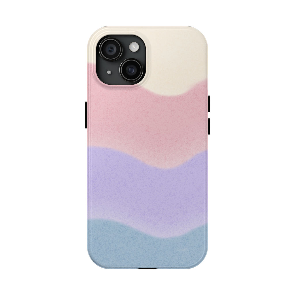 Soft Pastel Waves Tough iPhone Case — Dreamy Minimalist Cream, Blush & Lavender
