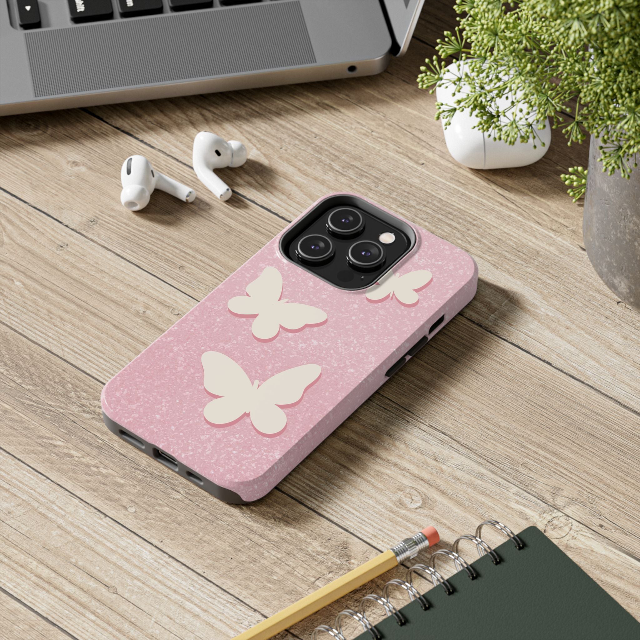 Butterfly Whisper – Blush Pink Tough iPhone Case
