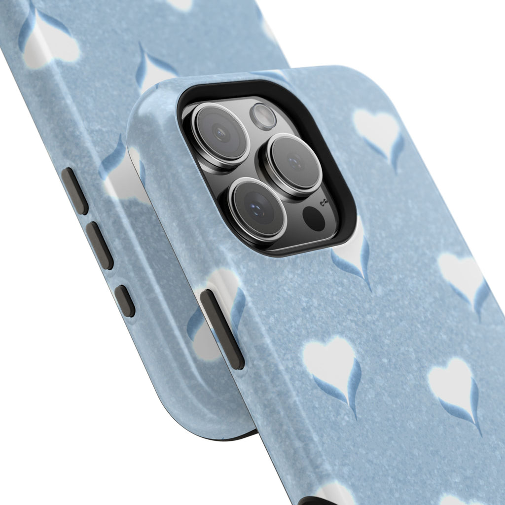 Blush Heart Glow – Soft Sky Blue MagSafe iPhone Case
