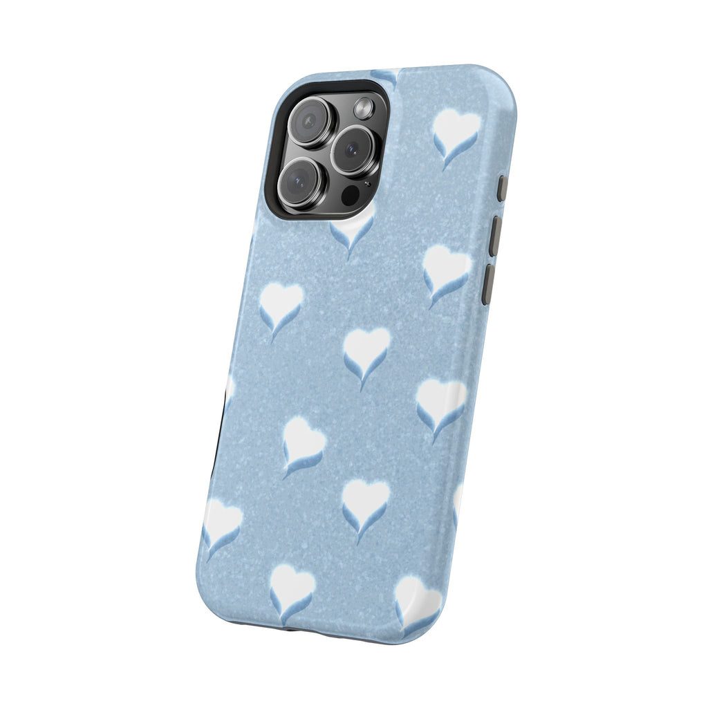Blush Heart Glow – Soft Sky Blue MagSafe iPhone Case