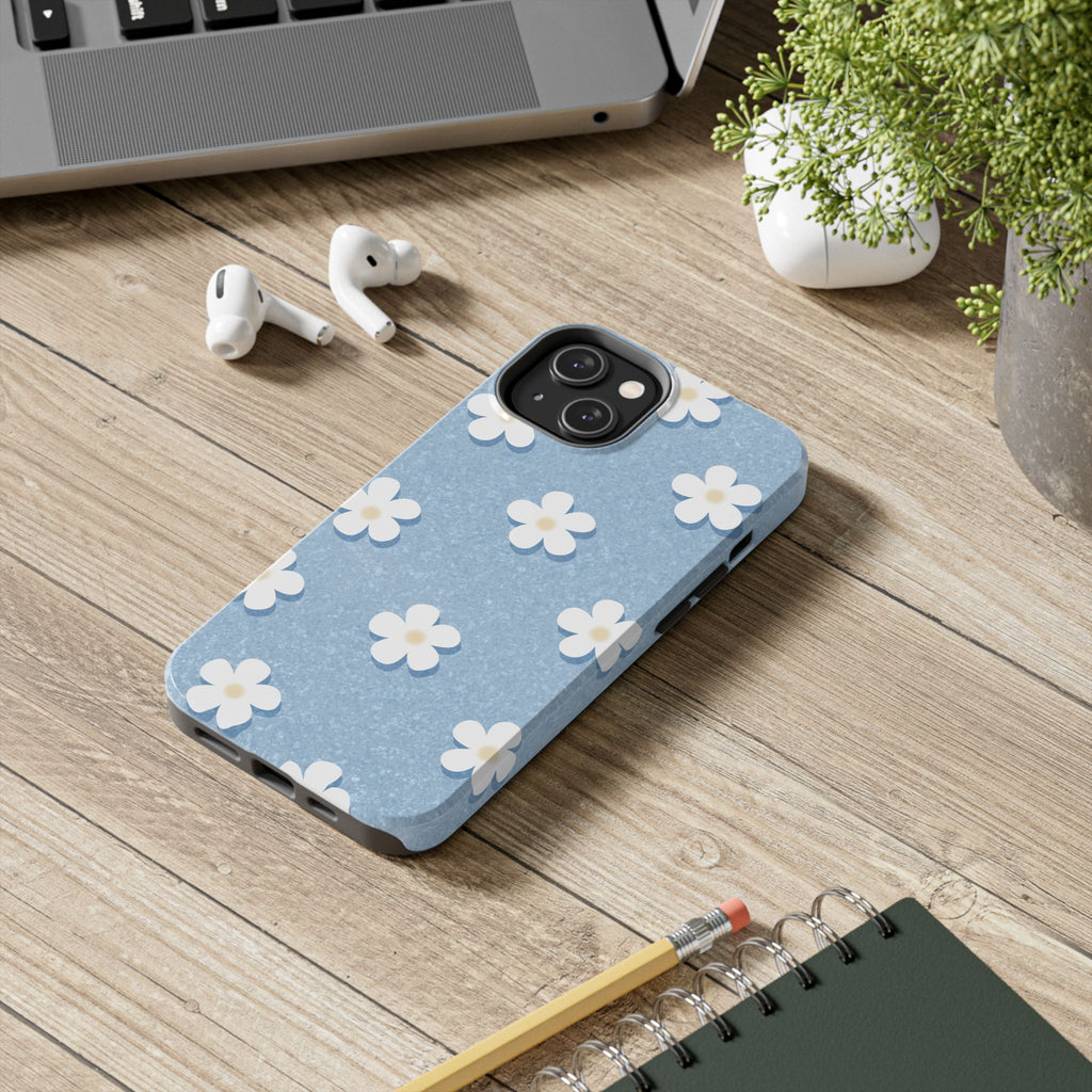Daisy Daydream – Light Scatter Sky Blue Tough iPhone Case