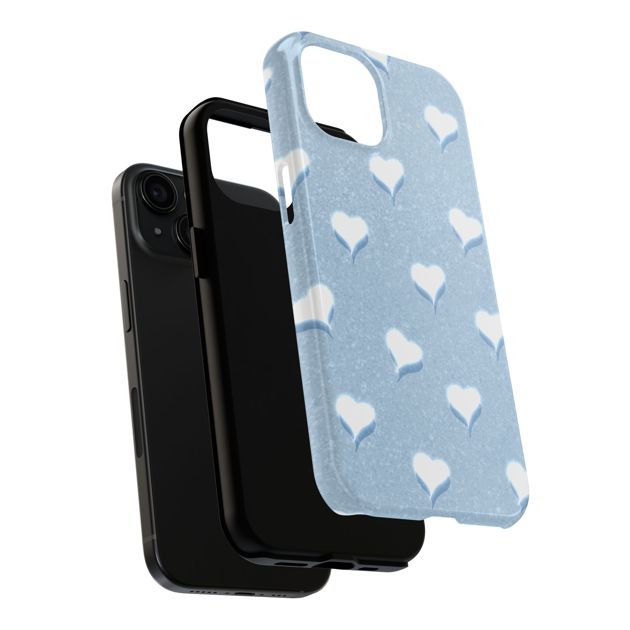 Blush Heart Glow – Soft Sky Blue Tough iPhone Case