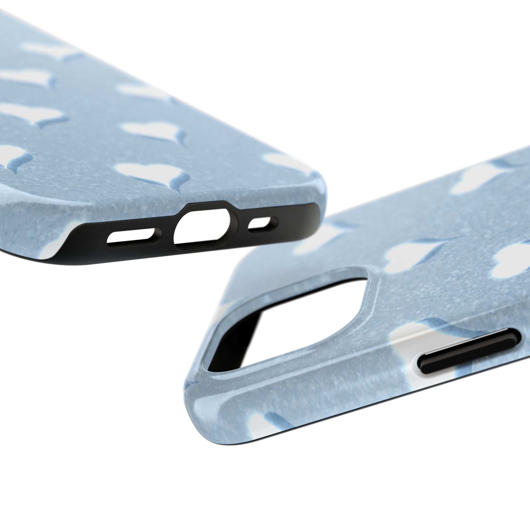 Blush Heart Glow – Soft Sky Blue Tough iPhone Case