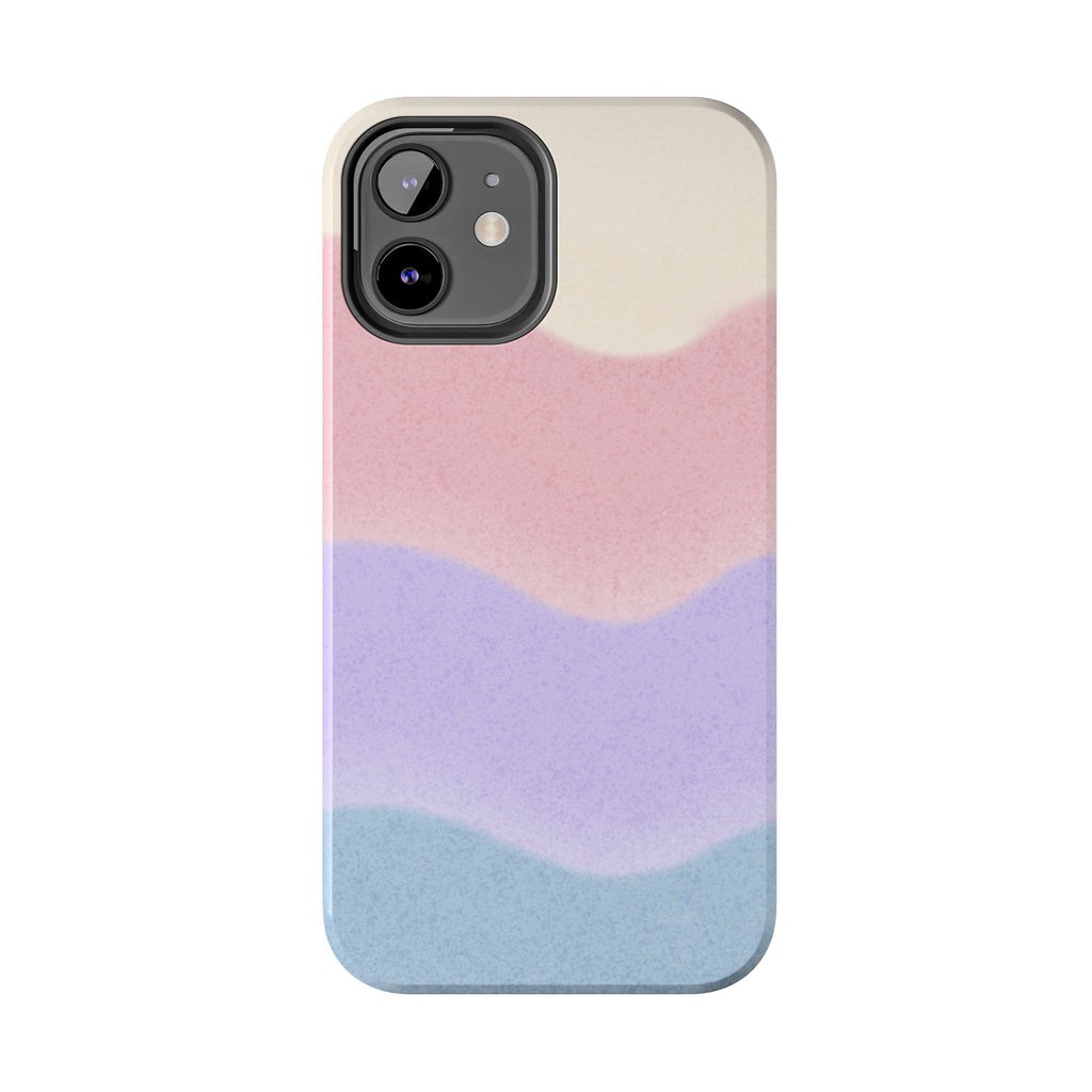 Soft Pastel Waves Tough iPhone Case — Dreamy Minimalist Cream, Blush & Lavender