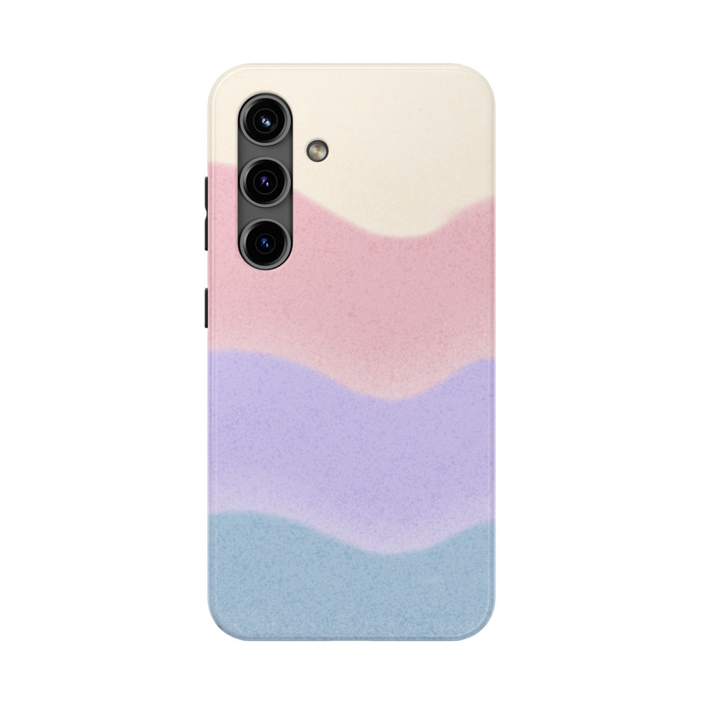 Soft Pastel Waves Tough Samsung Case — Dreamy Minimalist Cream, Blush & Lavender