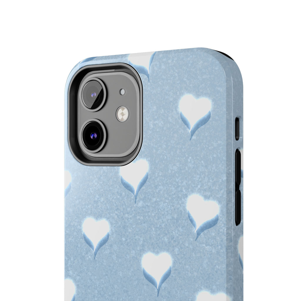 Blush Heart Glow – Soft Sky Blue Tough iPhone Case