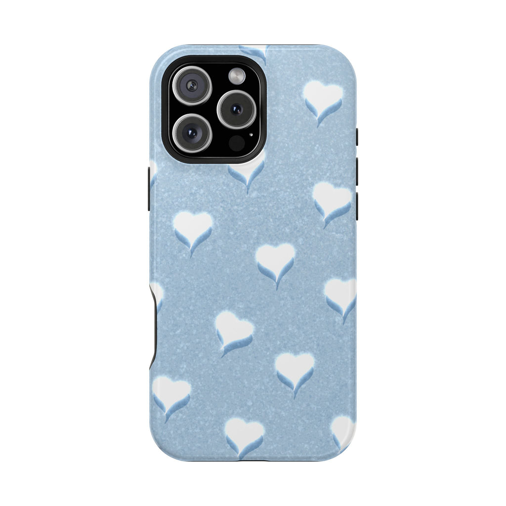 Blush Heart Glow – Soft Sky Blue MagSafe iPhone Case