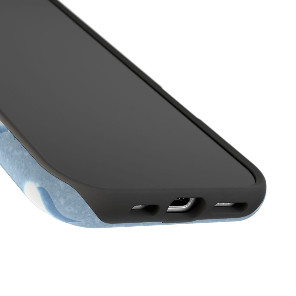 Blush Heart Glow – Soft Sky Blue MagSafe iPhone Case
