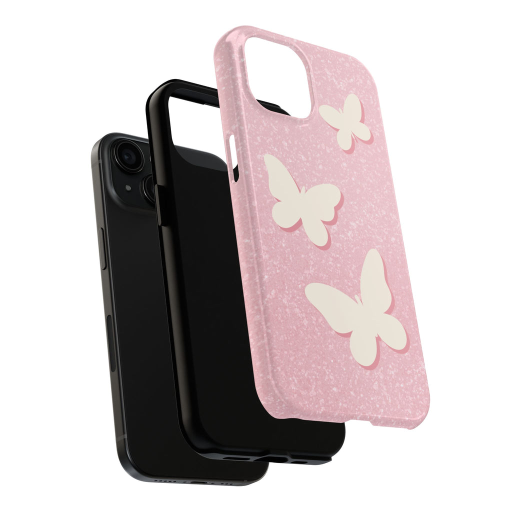 Butterfly Whisper – Blush Pink Tough iPhone Case