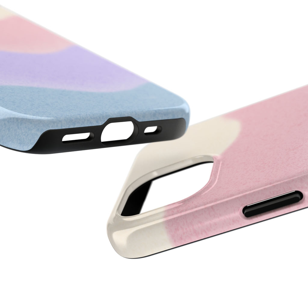 Soft Pastel Waves Tough iPhone Case — Dreamy Minimalist Cream, Blush & Lavender