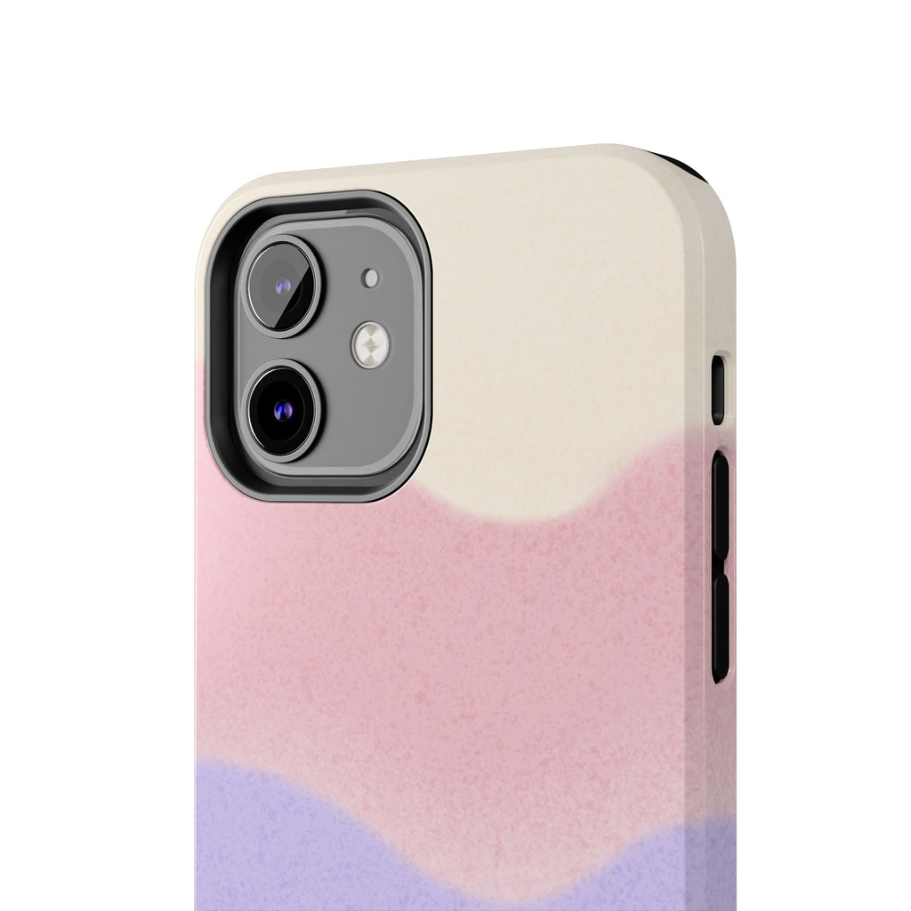 Soft Pastel Waves Tough iPhone Case — Dreamy Minimalist Cream, Blush & Lavender