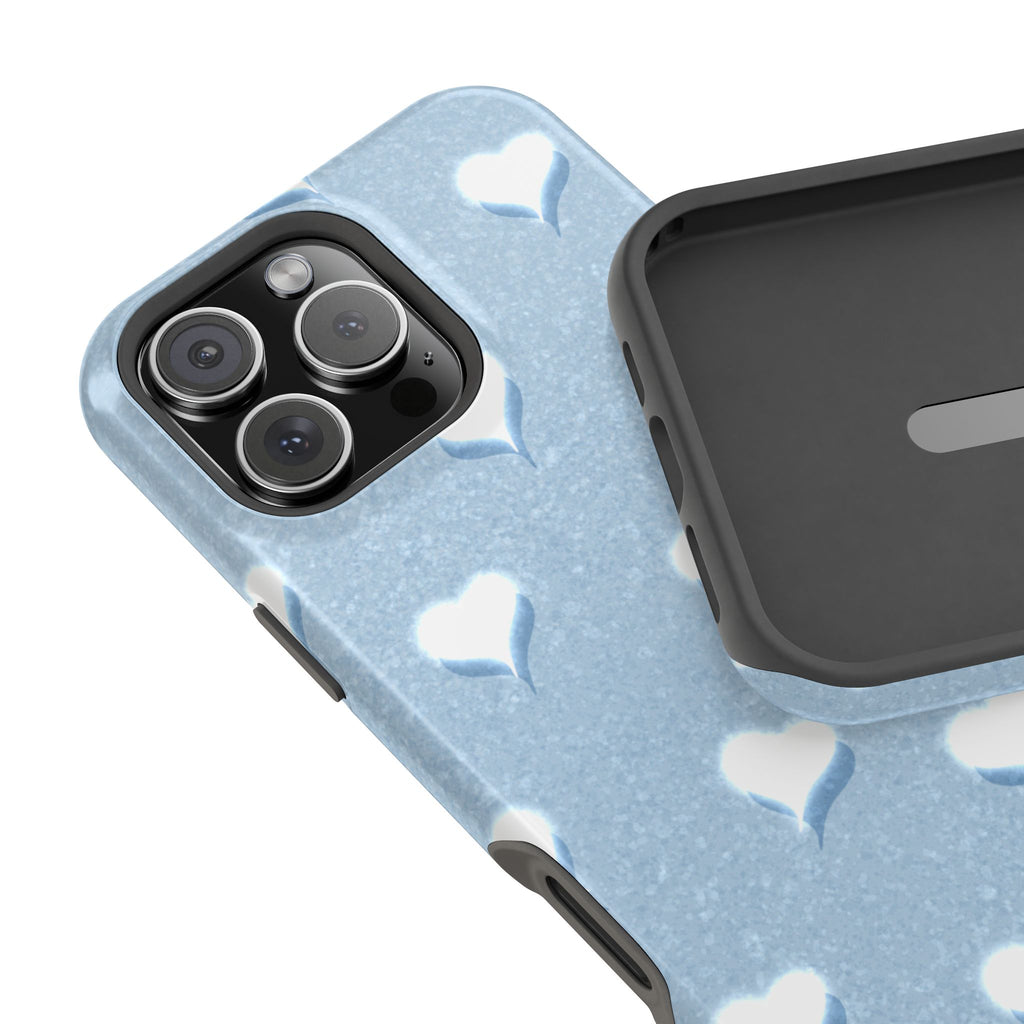Blush Heart Glow – Soft Sky Blue MagSafe iPhone Case