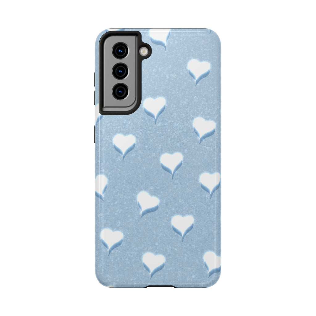 Blush Heart Glow – Soft Sky Blue Tough Samsung Case