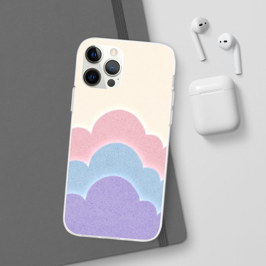 Cloud Aura Pastel iPhone Case — Lavender Crescent Stars Slim Protective Case