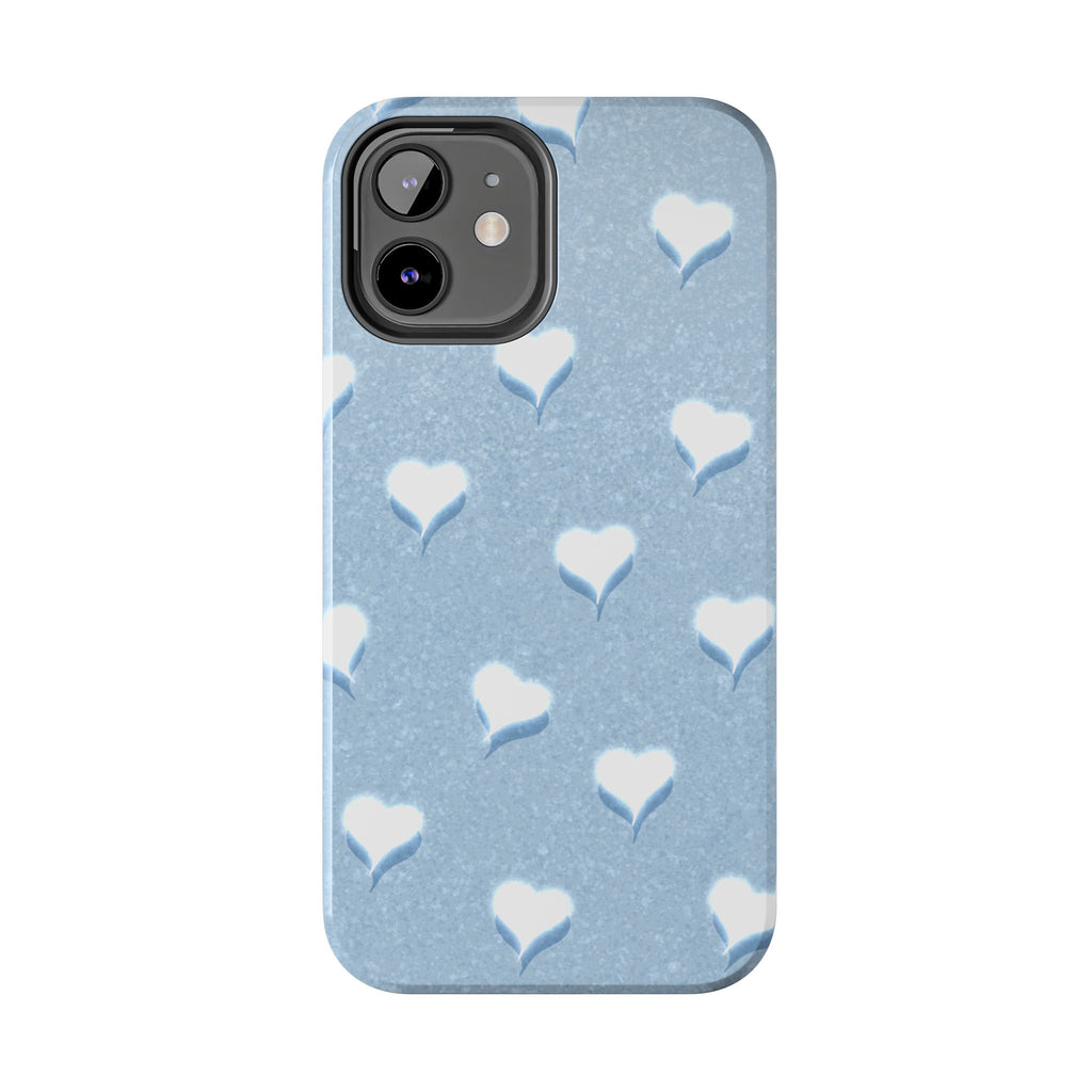 Blush Heart Glow – Soft Sky Blue Tough iPhone Case