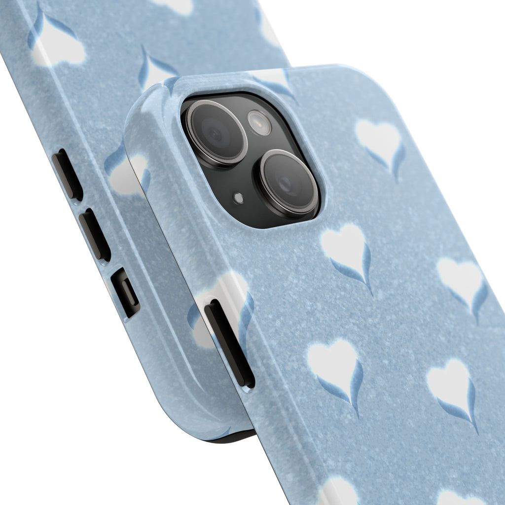 Blush Heart Glow – Soft Sky Blue Tough iPhone Case