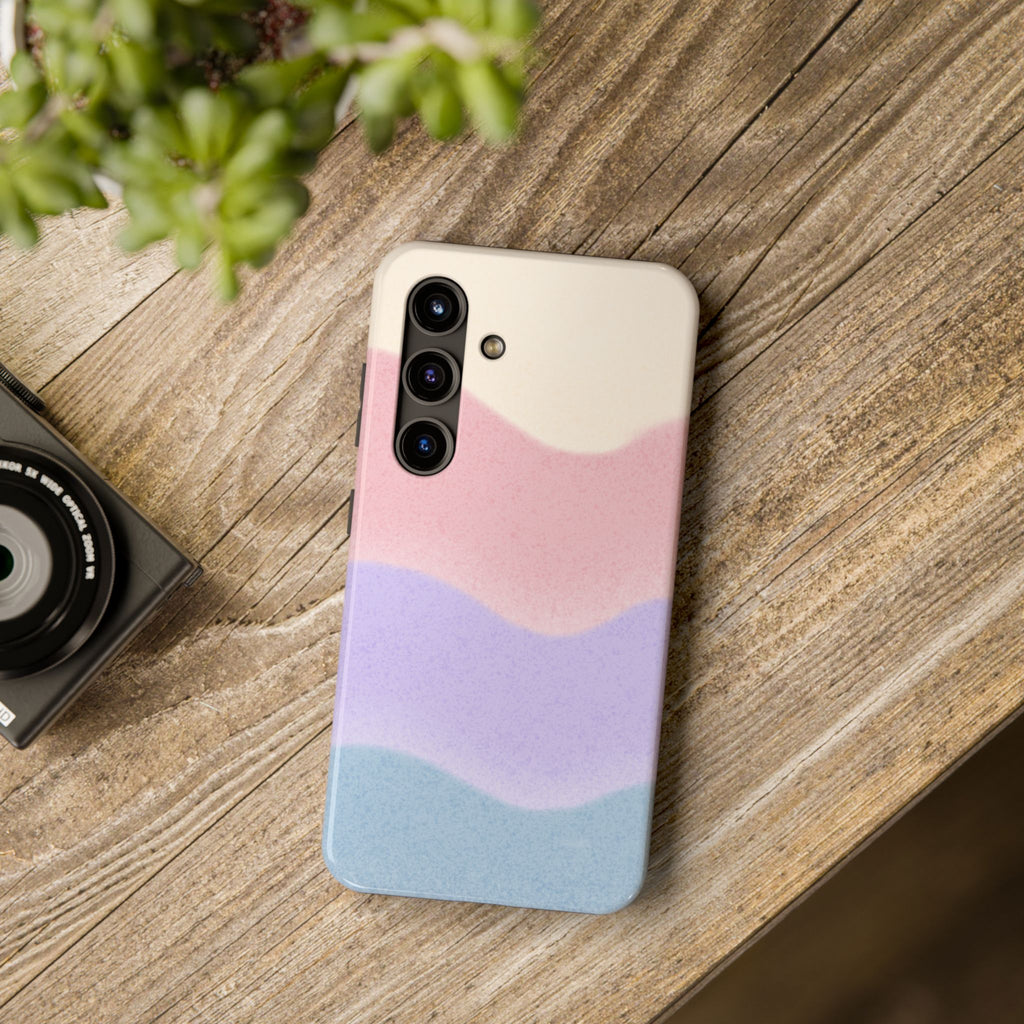 Soft Pastel Waves Tough Samsung Case — Dreamy Minimalist Cream, Blush & Lavender