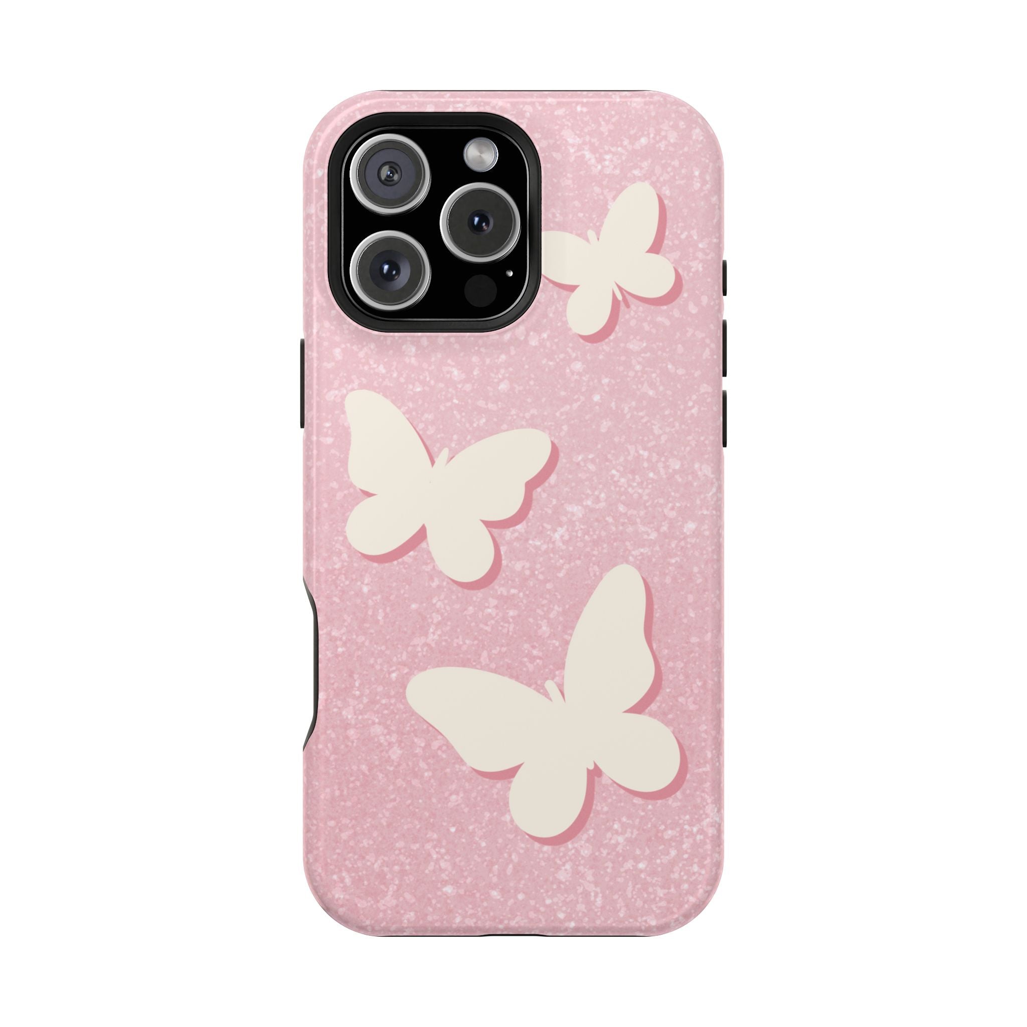 Butterfly Whisper – Blush Pink MagSafe iPhone Case