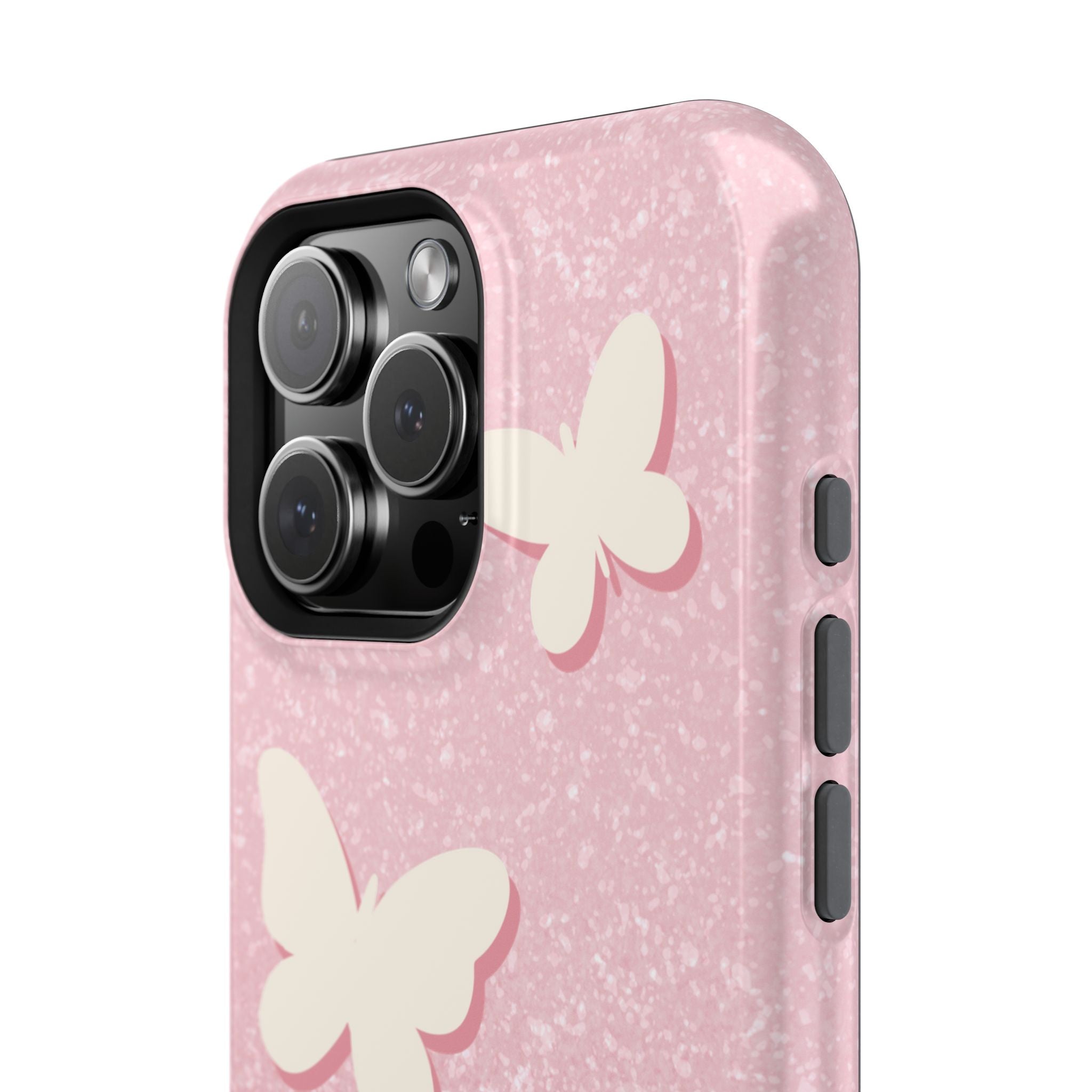 Butterfly Whisper – Blush Pink MagSafe iPhone Case