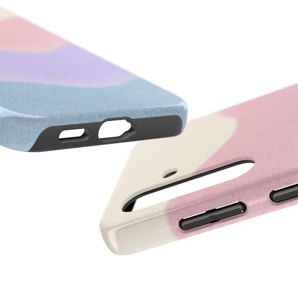 Soft Pastel Waves Tough Samsung Case — Dreamy Minimalist Cream, Blush & Lavender