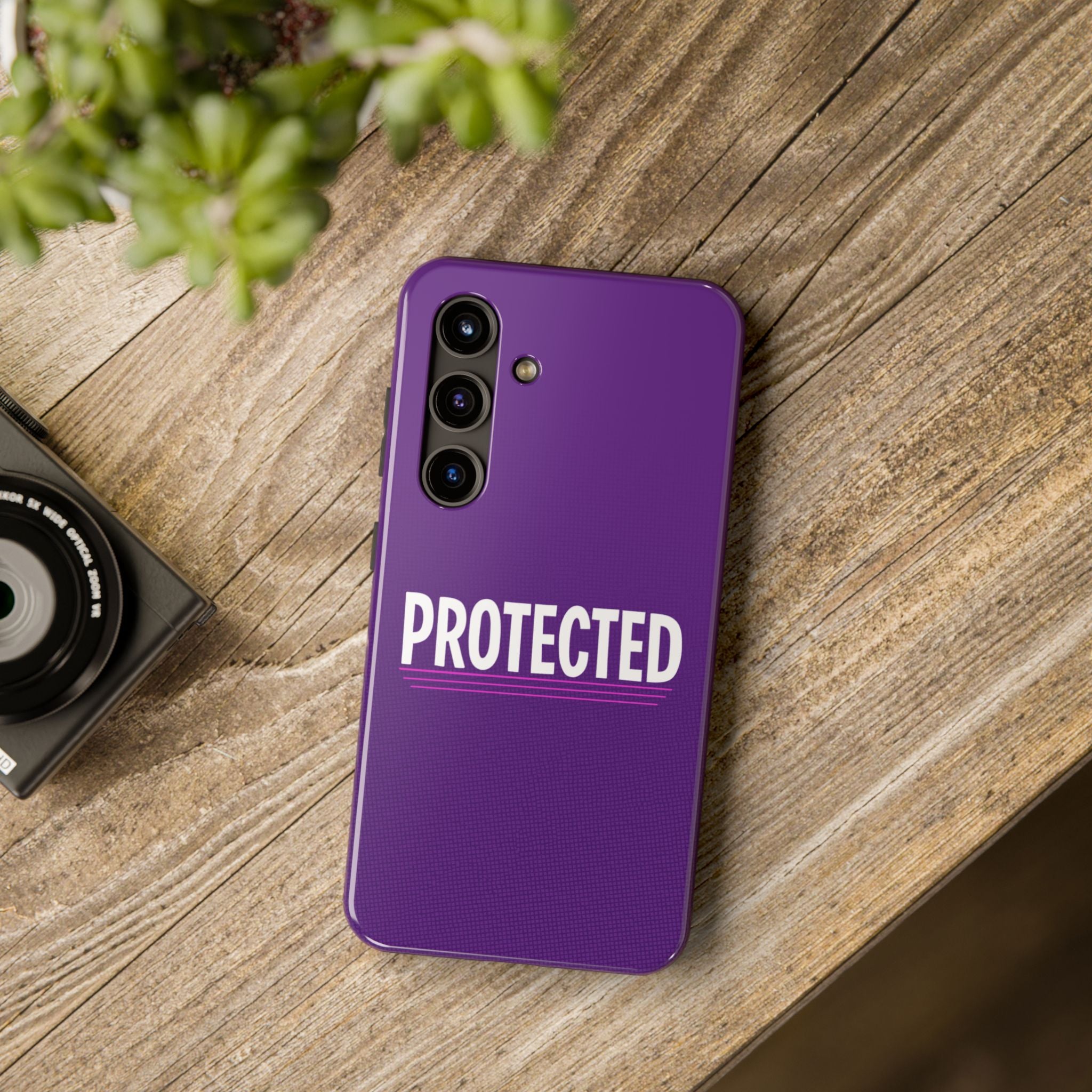 "PROTECTED" Bold Type Tough Samsung Case